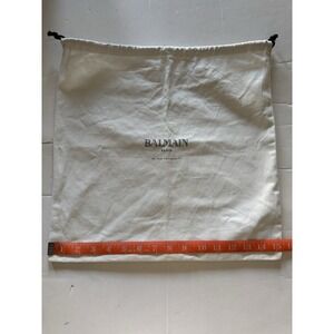 Balmain Paris 15x15.5 White Black Cinch Top Luxury Travel Storage Dust Bag 2